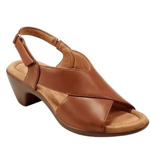Easy Spirit Chantal Leather Heeled Sandal  Brown Leather